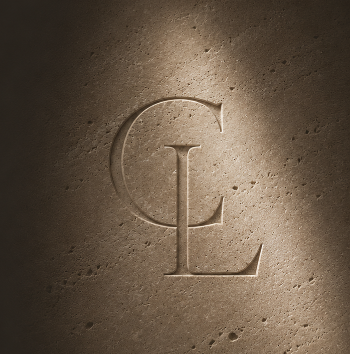 Engraved Cream Legal monogram in stone